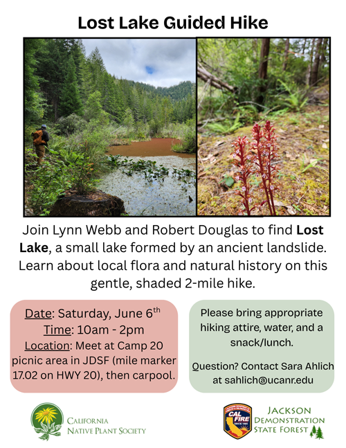 Lost Lake_Guided Hike -JDSF DKY CNPS - CalFire Guided Hike to Lost Lake in JDSF